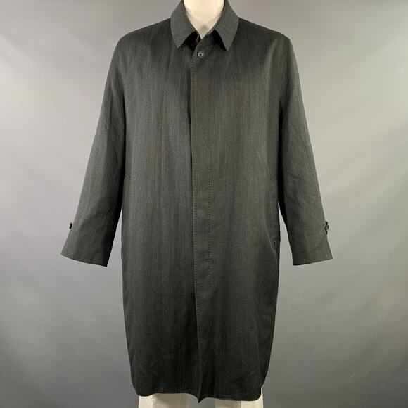 SANYO Size 46 Charcoal Wool Blend Rain Repellent Hidden Buttons Coat - Picture 1 of 8